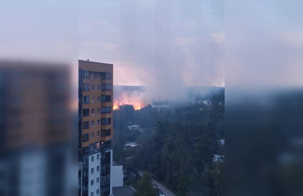 Петербуржцы заметили пожар на складах в Ржевке