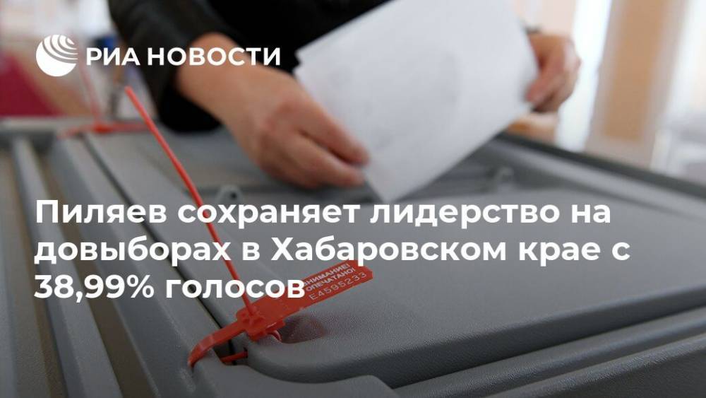 Пиляев сохраняет лидерство на довыборах в Хабаровском крае с 38,99% голосов