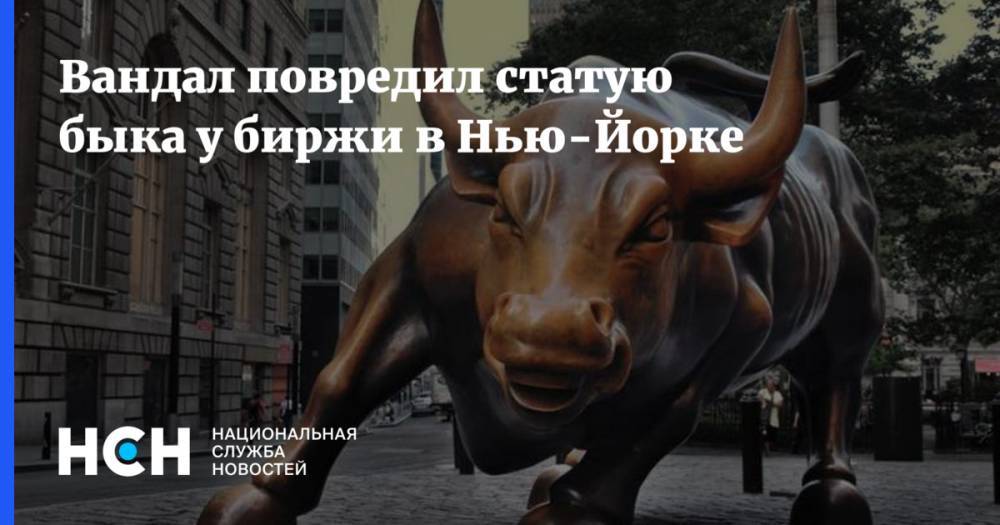 Вандал повредил статую быка у биржи в Нью-Йорке