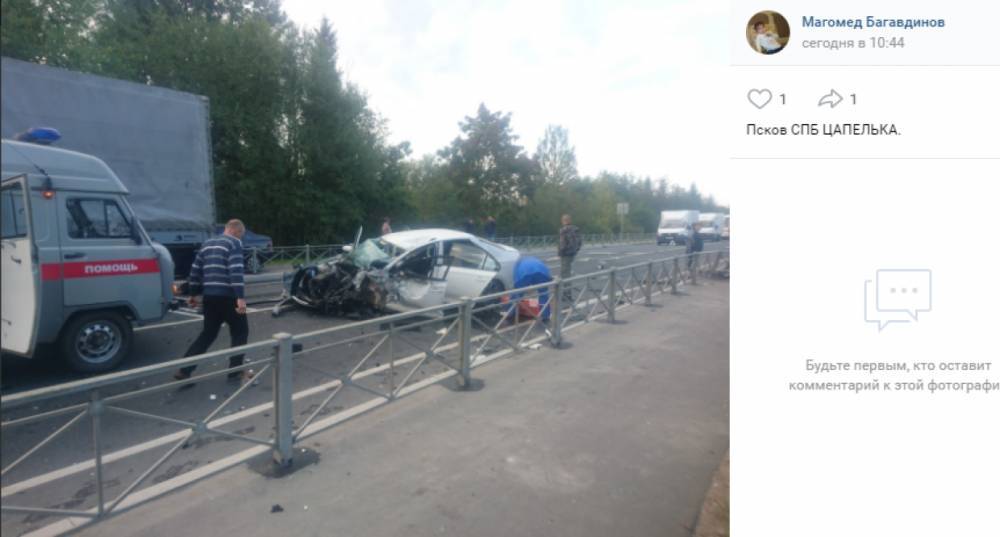В Пскове в лобовом столкновении с фурой пострадали водитель и пассажир иномарки