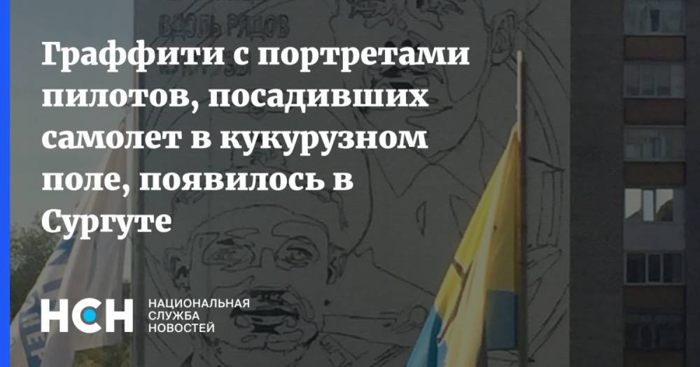 Граффити с портретами пилотов, посадивших самолет в кукурузном поле, появилось в Сургуте