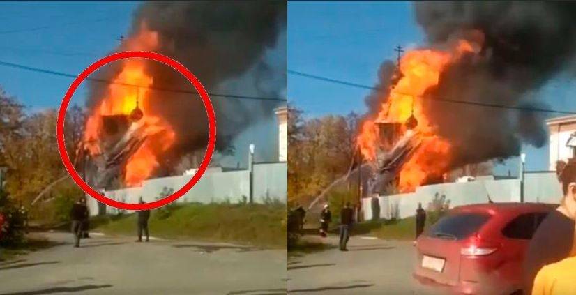 Опубликовано видео пожара, уничтожившего церковь в Верхней Сысерти