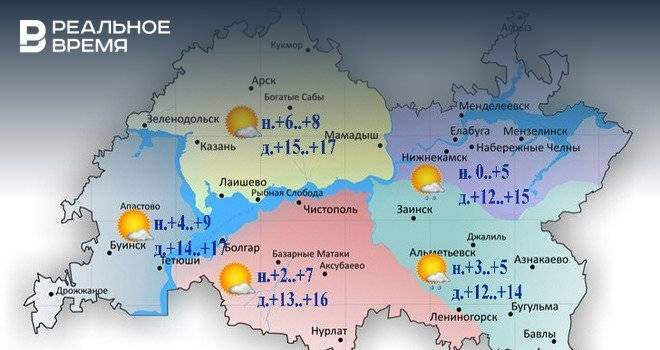 Сегодня в Татарстане местами ожидается небольшой дождь и до +17