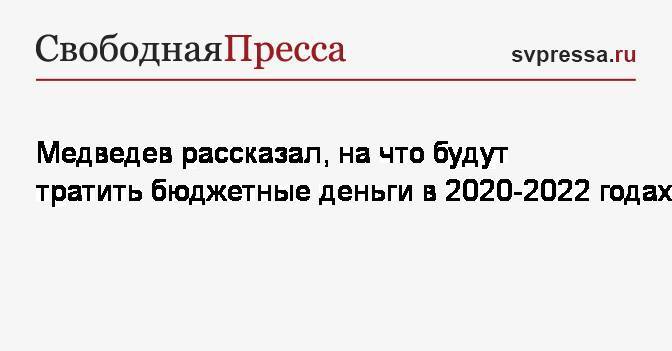 Медведев рассказал, на что будут тратить бюджетные деньги в 2020—2022 годах