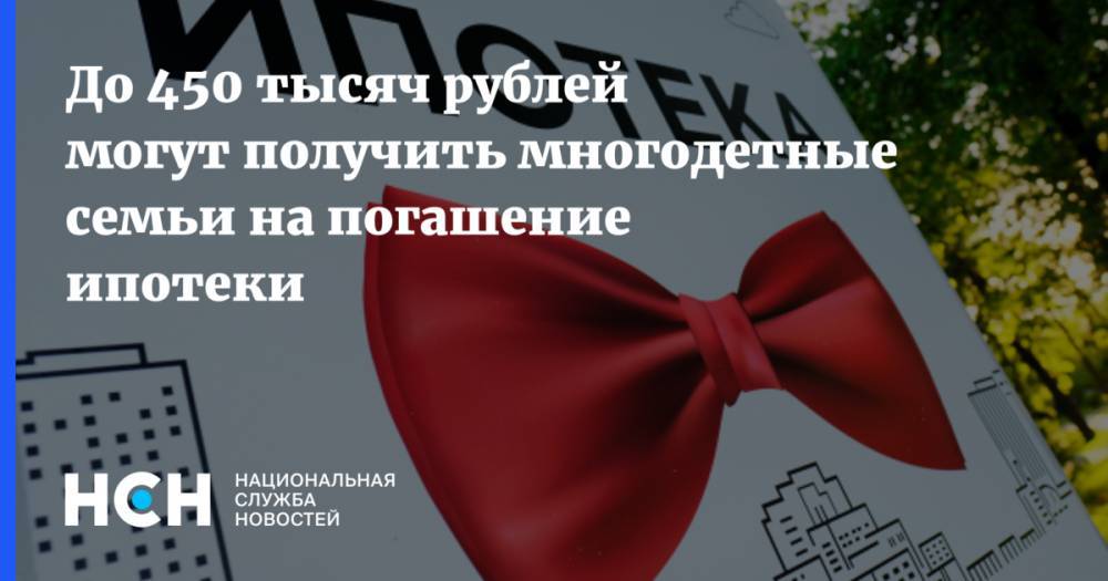 До 450 тысяч рублей могут получить многодетные семьи на погашение ипотеки