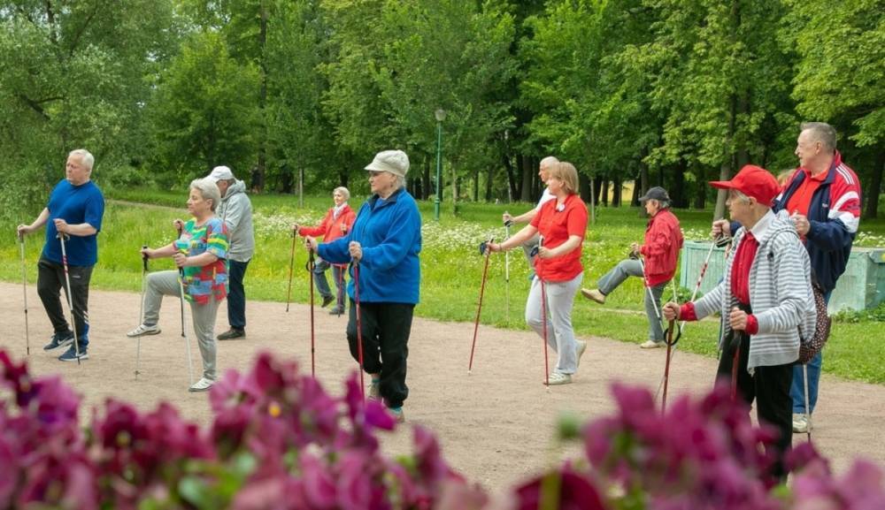 Пожилые петербуржцы посоревнуются в скандинавской ходьбе