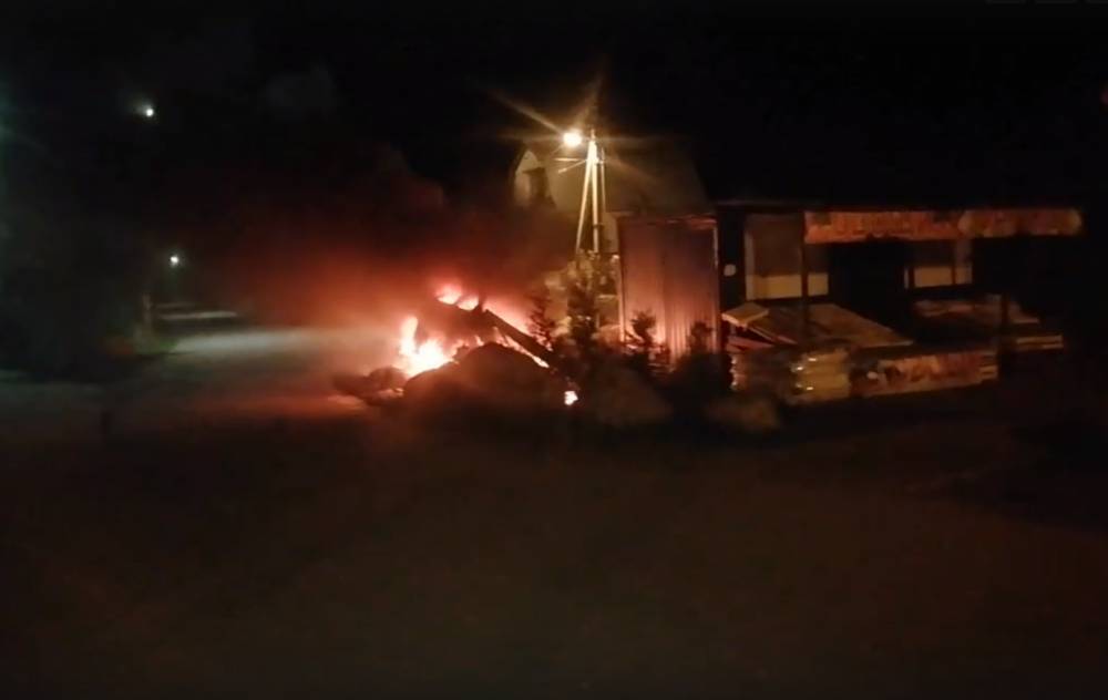 Мощным пламенем огня охватило легковушку в Тосненском районе