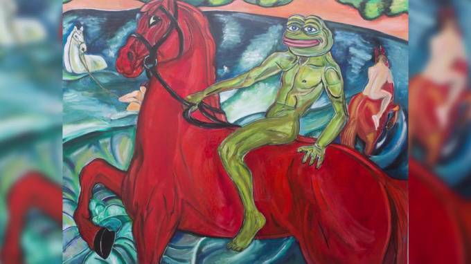 Мемная живопись: как художница из Петербурга рисует шедевры Ван Гога и да Винчи с лягушонком Пепе
