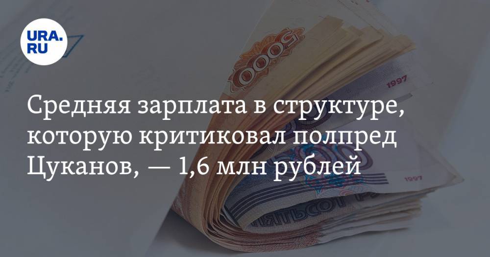 Средняя зарплата в структуре, которую критиковал полпред Цуканов, — 1,6 млн рублей