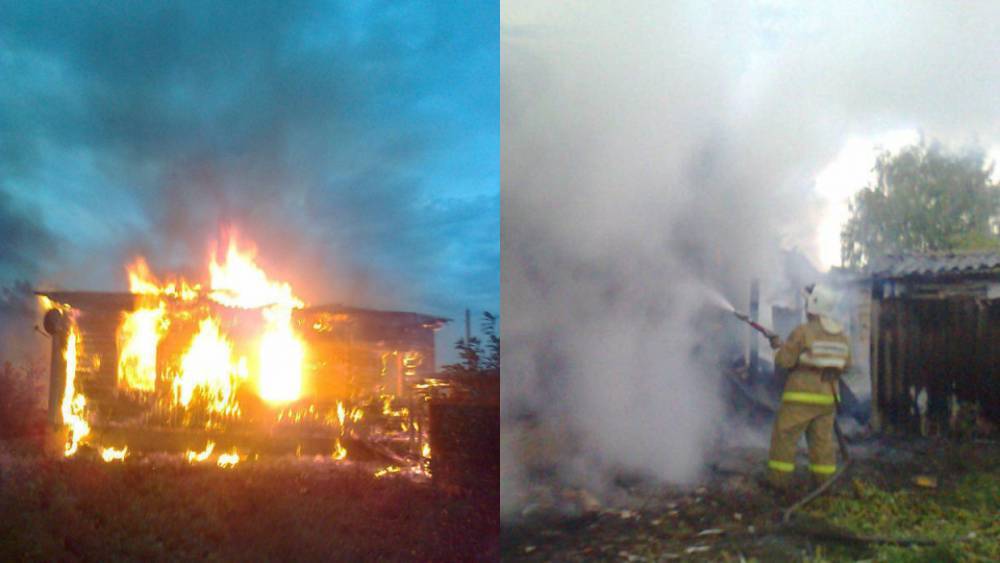 В Печорском районе пять огнеборцев почти два часа тушили нежилое здание