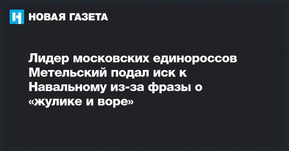 Лидер московских единороссов Метельский подал иск к Навальному из-за фразы о «жулике и воре»
