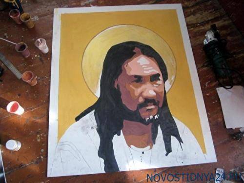 Новосибирский художник пишет портрет якутского шамана Александра Габышева