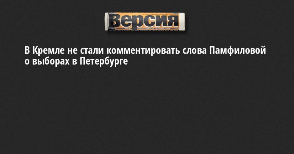 В Кремле не стали комментировать слова Памфиловой о выборах в Петербурге