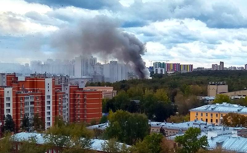 Пожар в Филевском парке в Москве