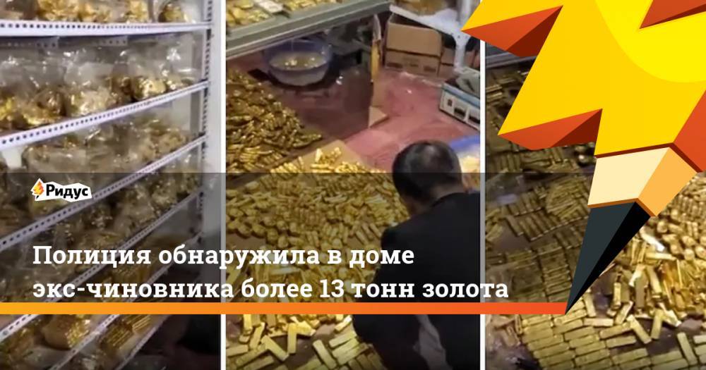 Полиция обнаружила в доме экс-чиновника более 13 тонн золота