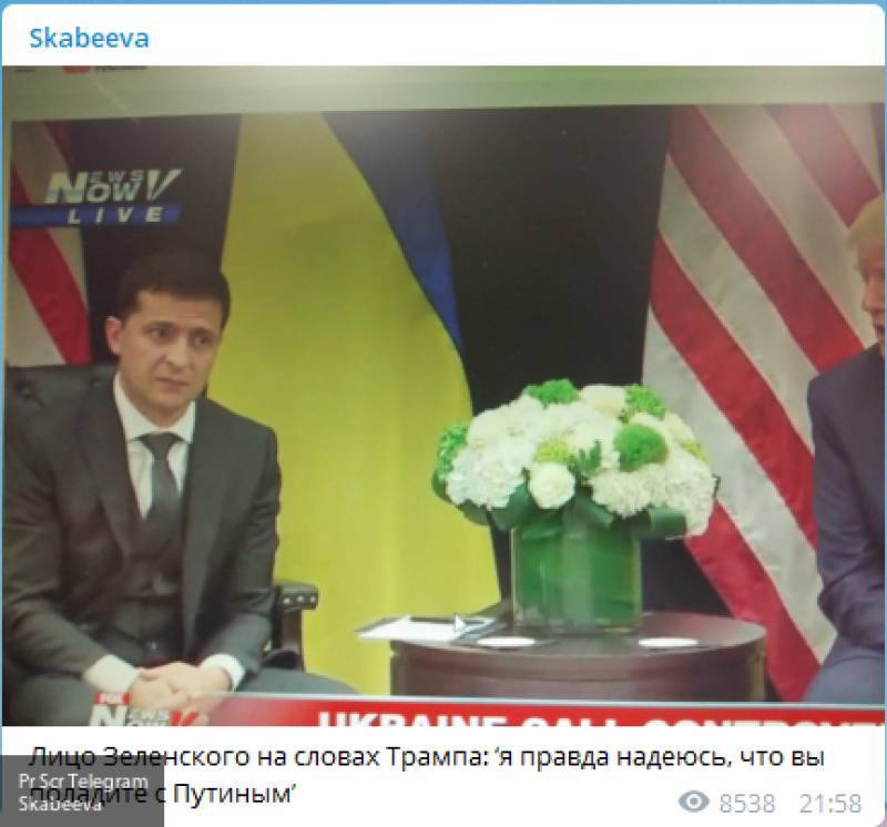 Скабеева пошутила о выражении лица Зеленского после слов Трампа о Путине