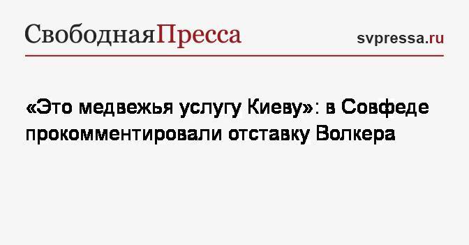 «Это медвежья услугу Киеву»: в Совфеде прокомментировали отставку Волкера