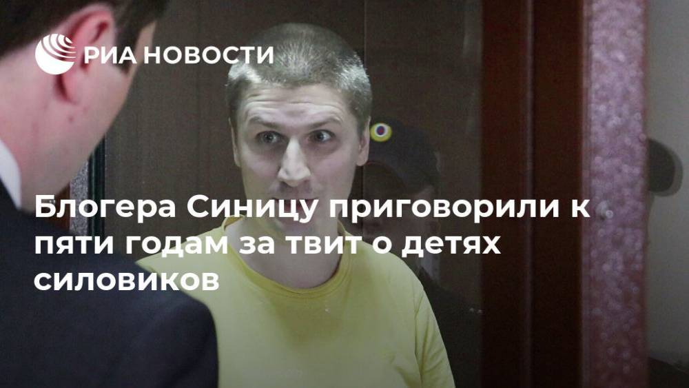 Блогера Синицу приговорили к пяти годам за твит о детях силовиков