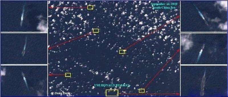 Снимки со спутника: китайские корабли окружили авианосец ВМС США