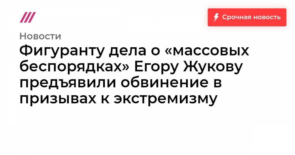 Фигуранту дела о «массовых беспорядках» Егору Жукову предъявили обвинение в призывах к экстремизму