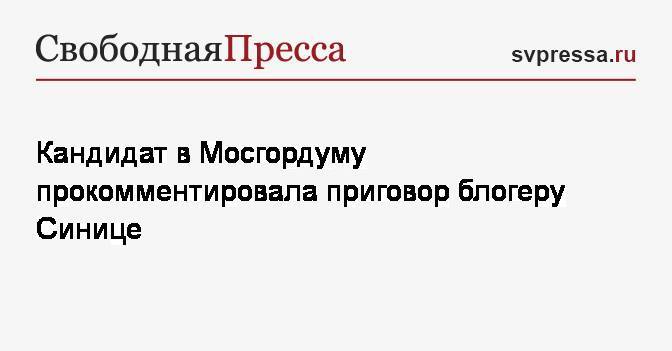 Кандидат в Мосгордуму прокомментировала приговор блогеру Синице