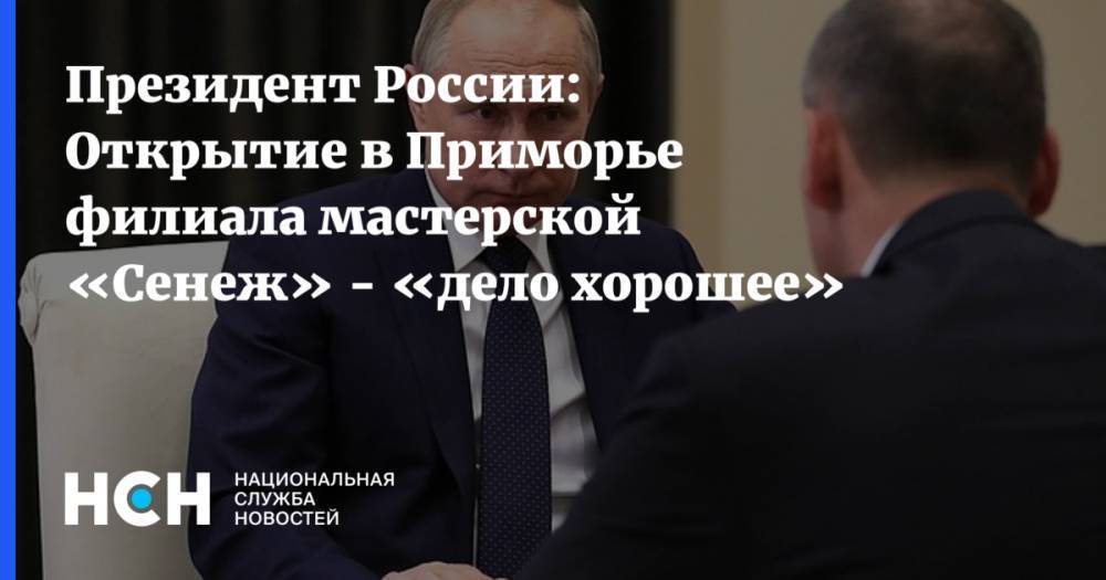 Президент России:  Открытие в Приморье филиала мастерской «Сенеж» - «дело хорошее»