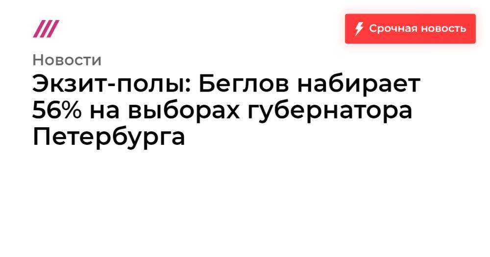 Экзит-полы: Беглов набирает 56% на выборах губернатора Петербурга