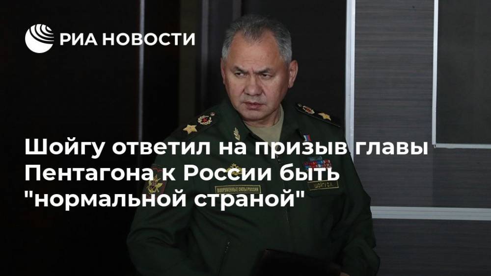Шойгу ответил на призыв главы Пентагона к России быть "нормальной страной"