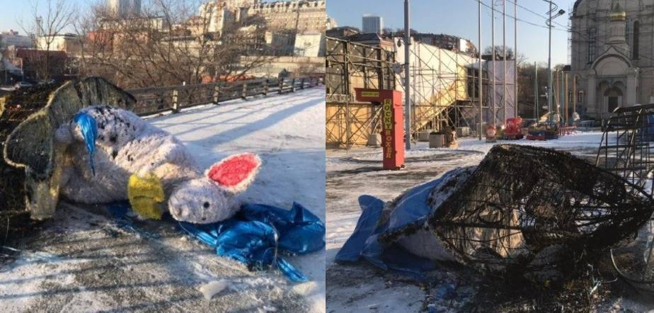 Новогодние украшения за 670 тысяч рублей во Владивостоке вновь сожжены