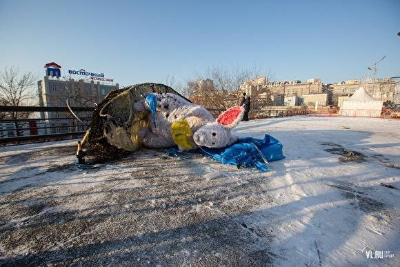 Во Владивостоке сгорел символ Нового года — фигура мыши за ₽677 тыс.
