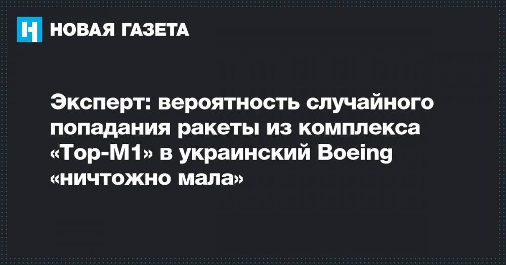 Эксперт: вероятность случайного попадания ракеты из комплекса «Тор-М1» в украинский Boeing «ничтожно мала»