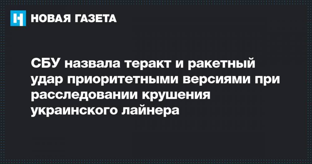 СБУ назвала теракт и ракетный удар приоритетными версиями при расследовании крушения украинского лайнера