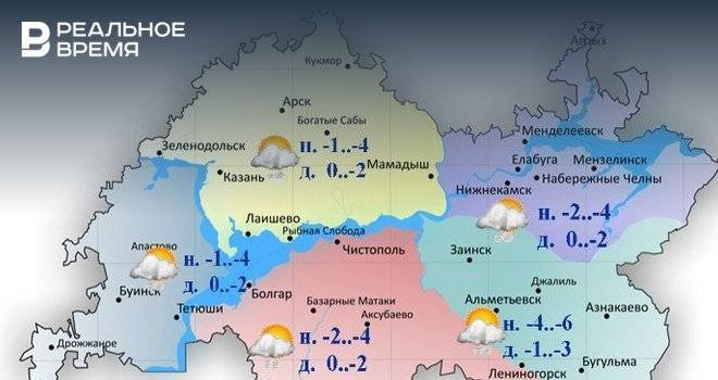 Сегодня в Татарстане ожидается снег и до -2 градусов