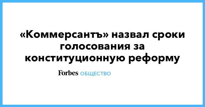 «Коммерсантъ» назвал сроки голосования за конституционную реформу