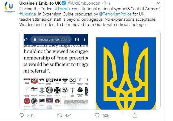 Украина потребовала от Британии исключить трезубец из списка символов экстремизма