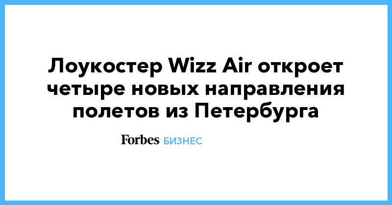 Лоукостер Wizz Air откроет четыре новых направления полетов из Петербурга