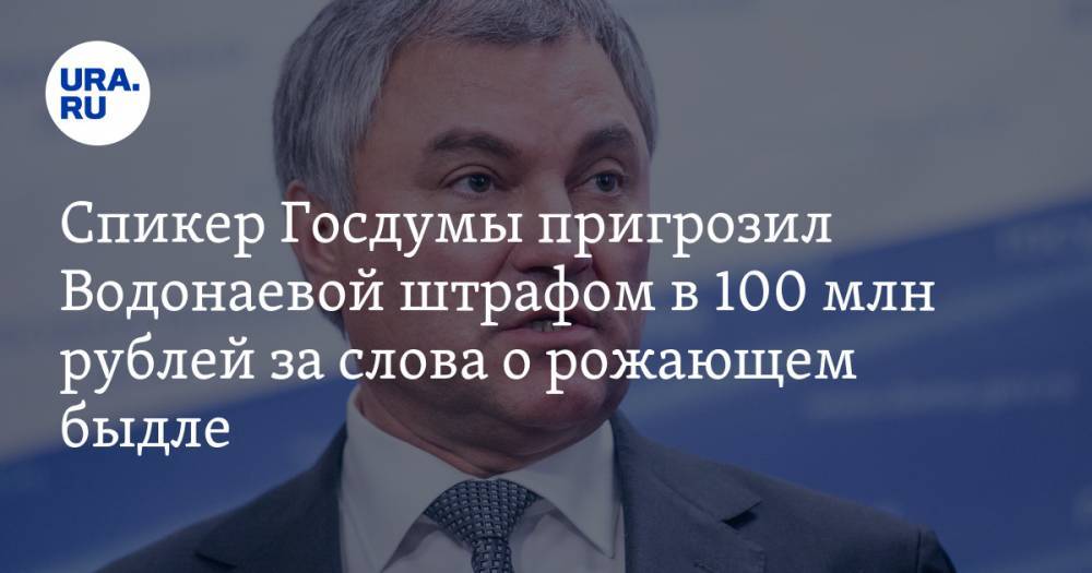 Спикер Госдумы пригрозил Водонаевой штрафом в 100 млн рублей за слова о рожающем быдле