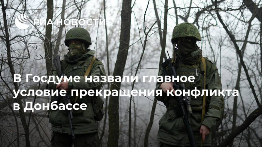 В Госдуме назвали главное условие прекращения конфликта в Донбассе