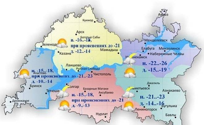 Сегодня в Татарстане ожидается сильное похолодание и до -14 градусов
