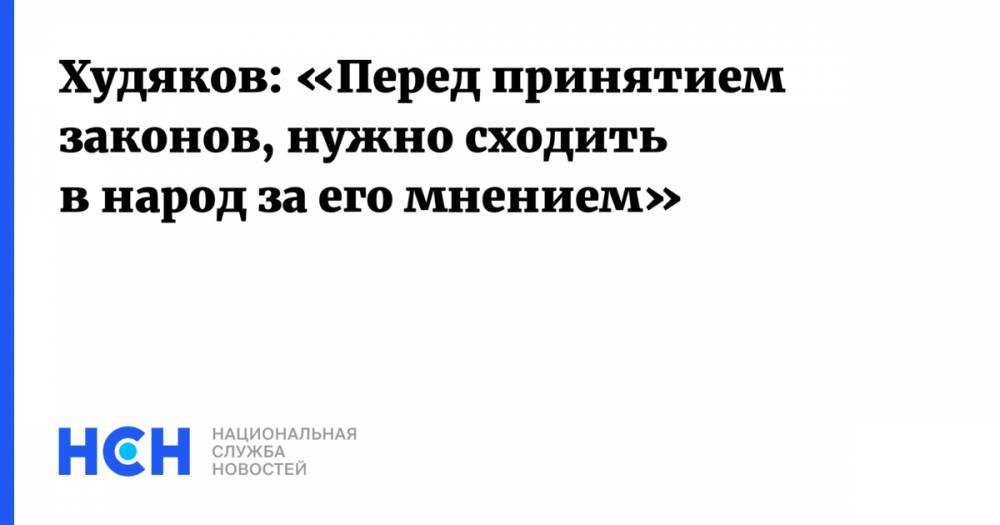 Худяков: «Перед принятием законов, нужно сходить в народ за его мнением»