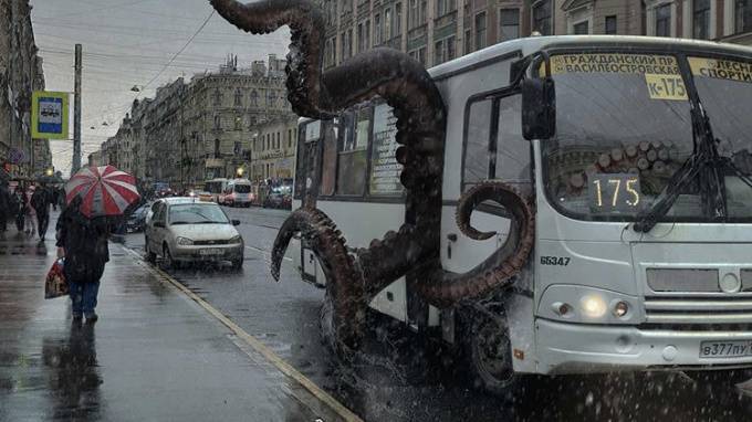 В петербургском автобусе поселился гигантский осьминог