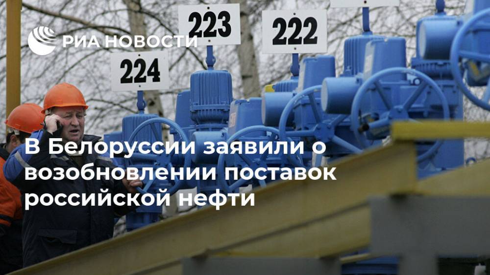 В Белоруссии заявили о возобновлении поставок российской нефти