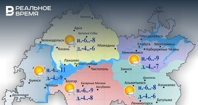 Сегодня в Татарстане небольшой снег и до -9