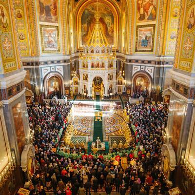 Патриарх Кирилл совершил рождественское богослужение в храме Христа Спасителя