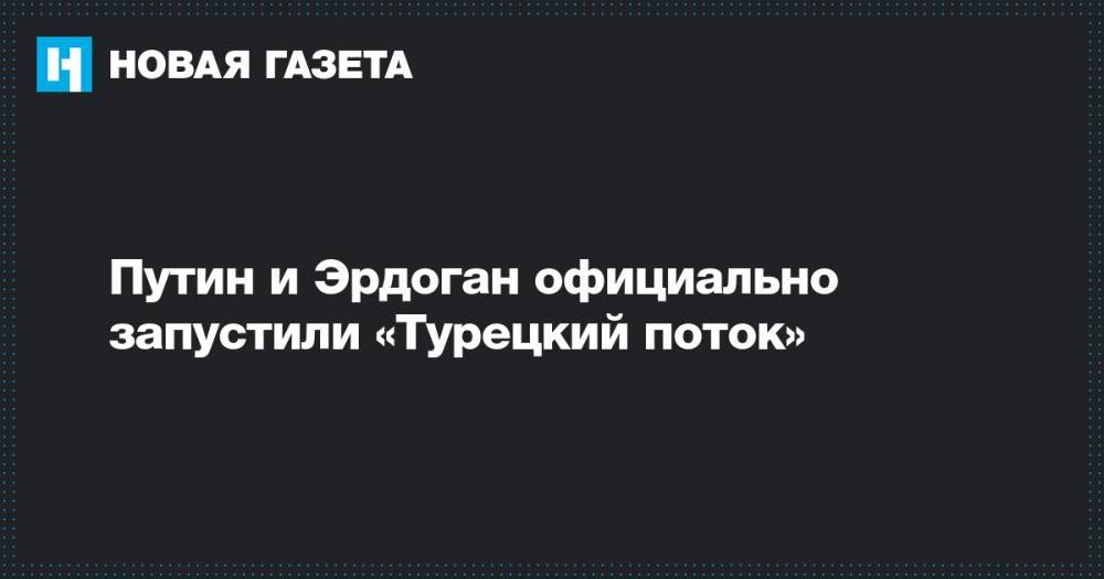 Путин и Эрдоган официально запустили «Турецкий поток»