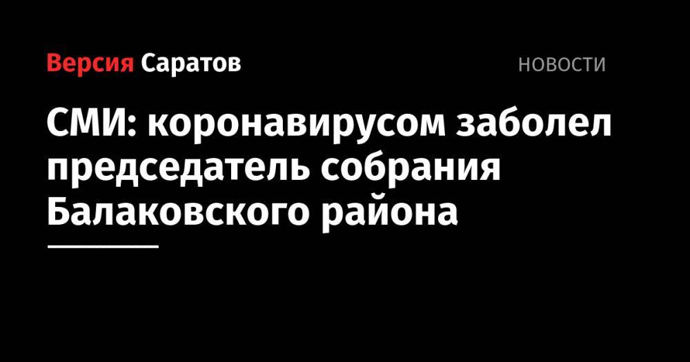 СМИ: коронавирусом заболел председатель собрания Балаковского района
