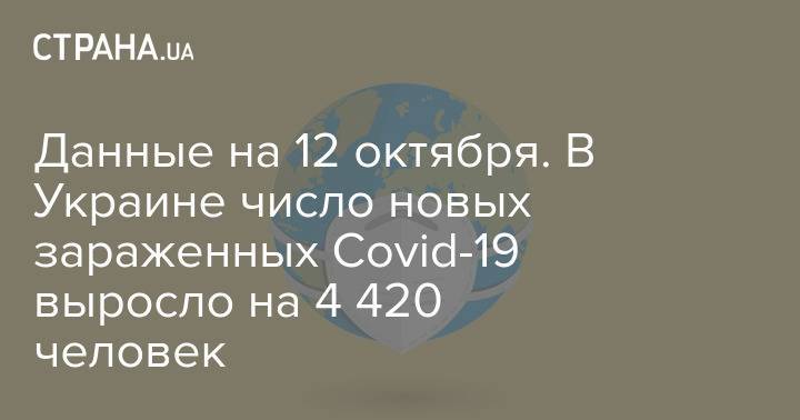 Данные на 12 октября. В Украине число новых зараженных Covid-19 выросло на 4 420 человек