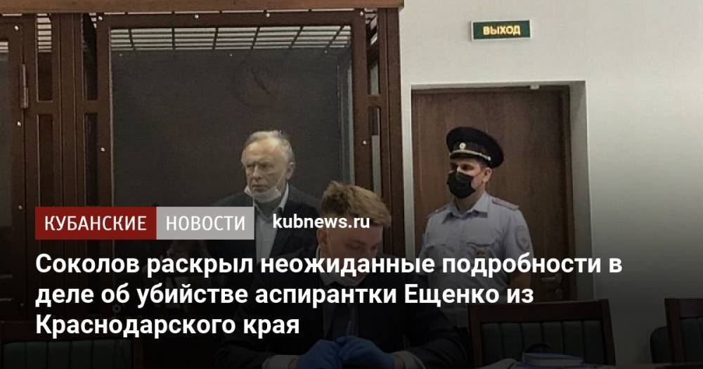 Соколов раскрыл неожиданные подробности в деле об убийстве аспирантки Ещенко из Краснодарского края