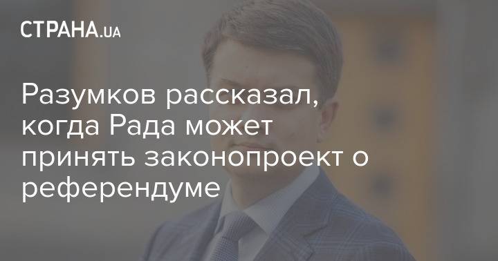 Разумков рассказал, когда Рада может принять законопроект о референдуме
