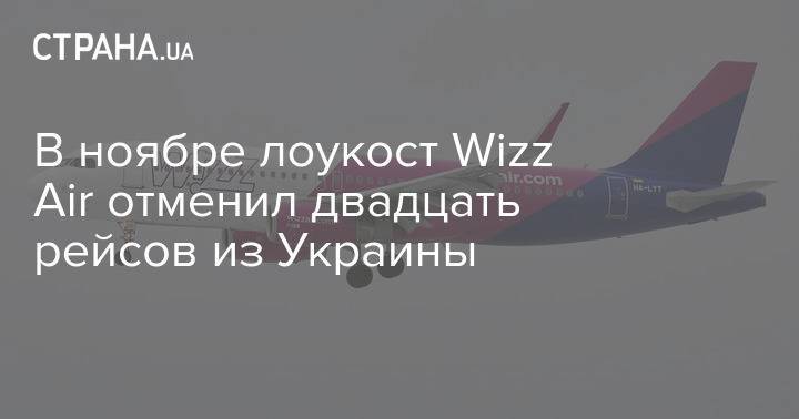 В ноябре лоукост Wizz Air отменил двадцать рейсов из Украины